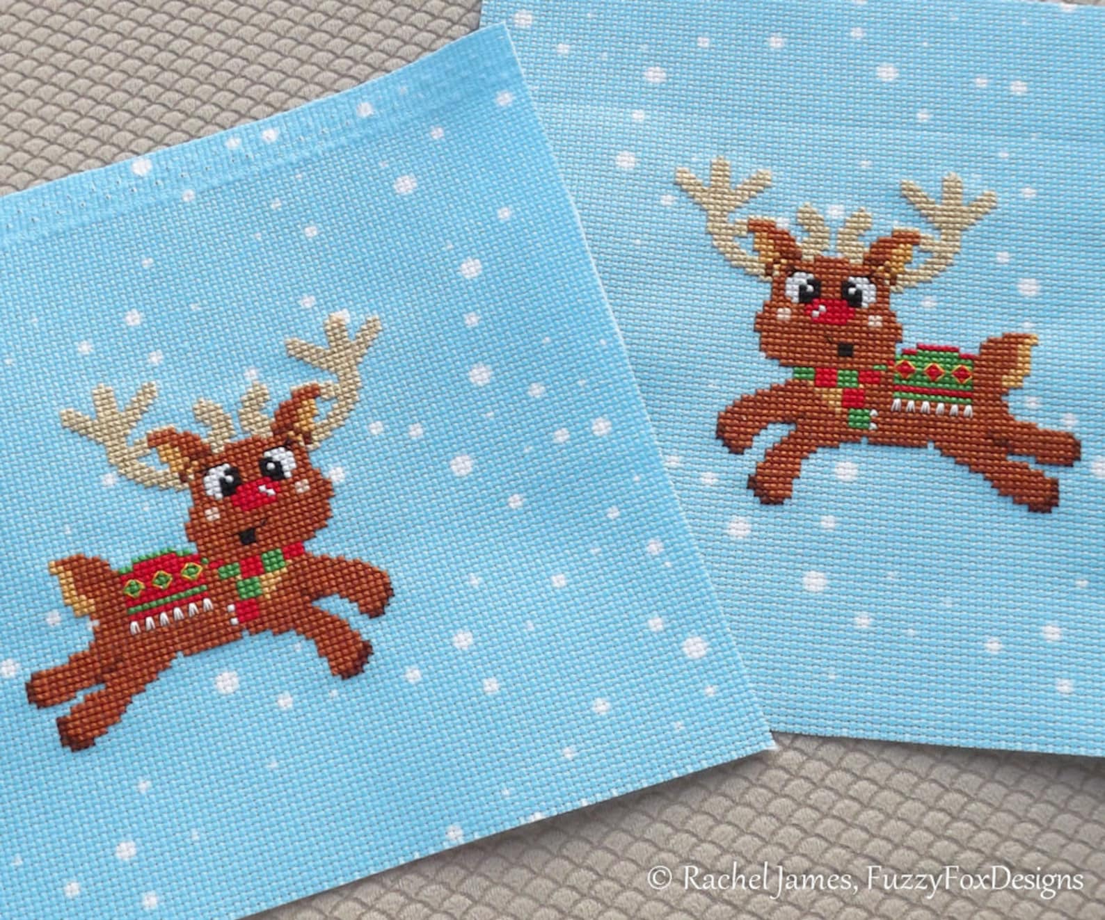 Cute Christmas Reindeer Cross Stitch Pattern PDF | Cute Female Reindeer ...