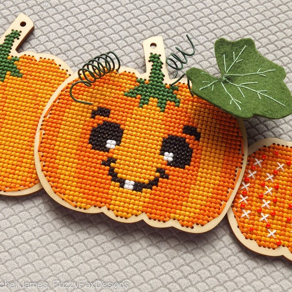Cute Halloween Pumpkin Blanks Cross Stitch Pattern PDF | Pattern for Toms New Old Things Wood Blanks