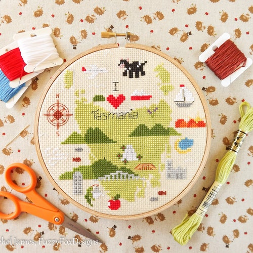 Map of Tasmania Cross Stitch Pattern PDF Etsy Australia