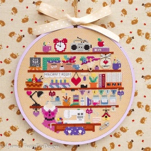 Cute Craft Sewing Art Room Cross Stitch Pattern PDF | Cute Room Cross Stitch Series