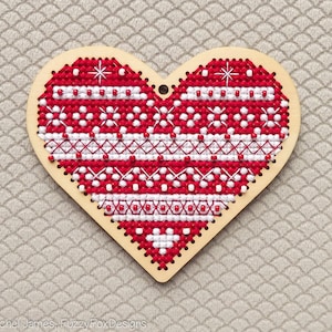 Scandi Heart Cross Stitch Pattern PDF | Pattern for Toms New Old Things Wood Blanks
