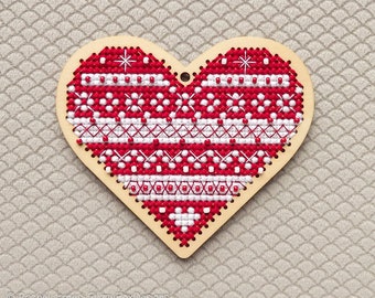 Patrón de punto de cruz Scandi Heart PDF / Patrón para Toms New Old Things Wood Blanks