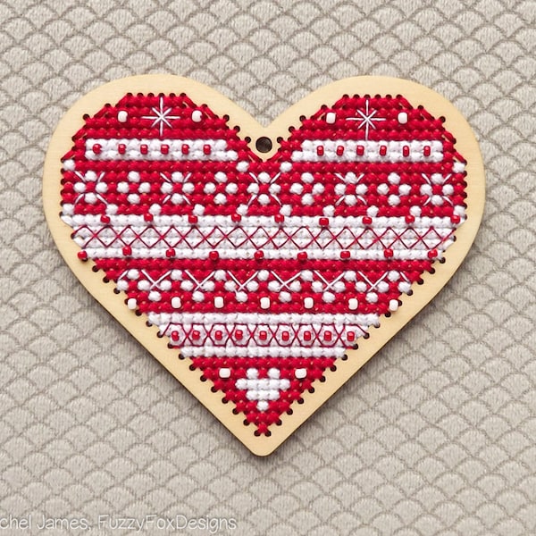 Scandi Heart Cross Stitch Pattern PDF | Pattern for Toms New Old Things Wood Blanks