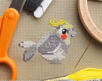 Cockatiel Cross Stitch Pattern PDF | Cute Bird Counted Cross Stitch Chart | Instant Download