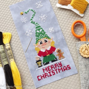 Girl Christmas Gnome Cross Stitch Pattern PDF