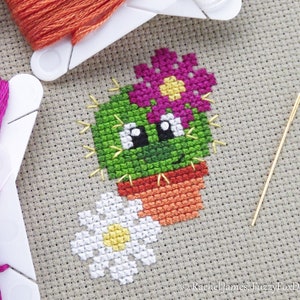 Chloe the Cute Cactus Cross Stitch Pattern PDF Prickly but Cute Stitch-a-Long image 2