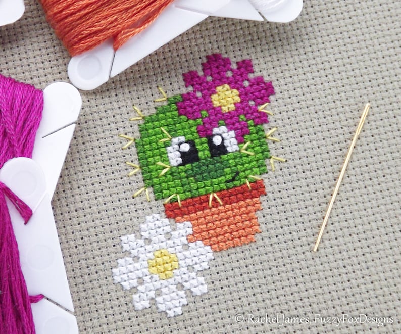 Chloe the Cute Cactus Cross Stitch Pattern PDF Prickly but Cute Stitch-a-Long image 2