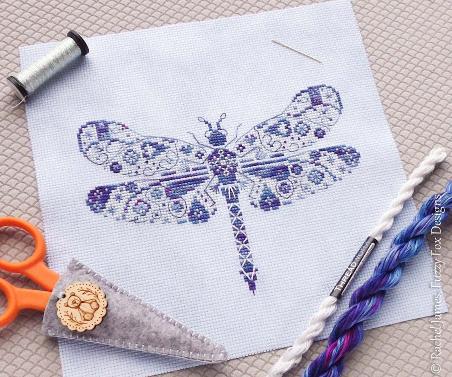 Variegated Dragonfly Cross Stitch Pattern PDF Chart for Etsy