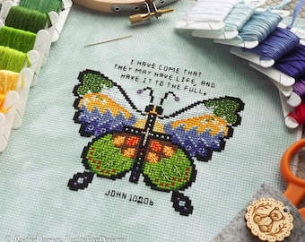Easter Butterfly Cross Stitch Pattern PDF | Christian Counted Cross Stitch