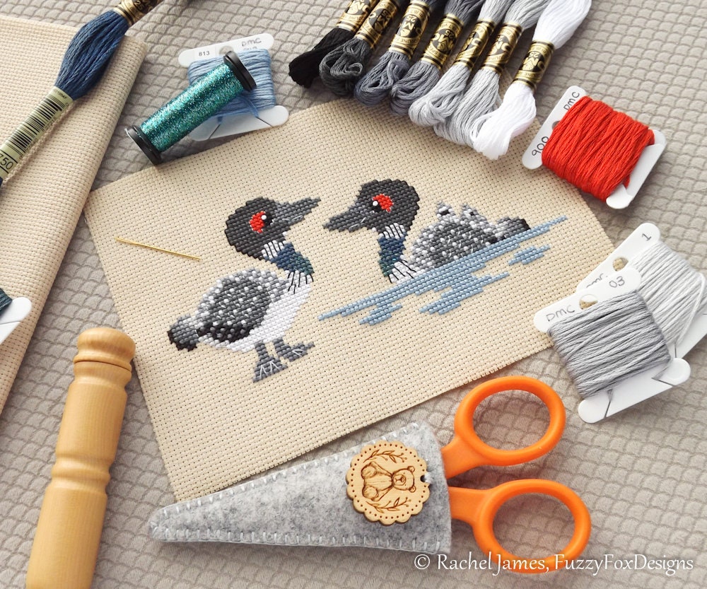 Cute Common Loons Cross Stitch Pattern PDF Common Loon Etsy