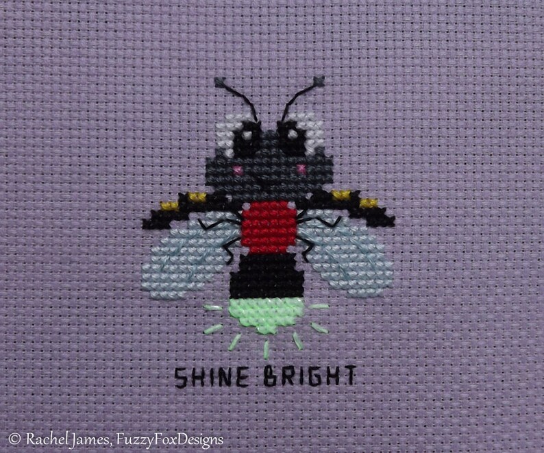 Bright Baby Firefly Cross Stitch Pattern PDF Seven Mini Motivators Series Fire Fly Cross Stitch image 4