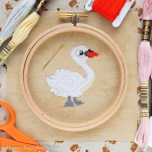 White Swan Cross Stitch Pattern PDF | Cute Bird Counted Cross Stitch Chart | Instant Download