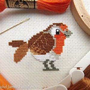 Red Robin Cross Stitch Pattern PDF | Cute Bird Counted Cross Stitch Chart | Instant Download
