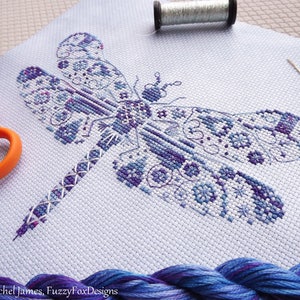 Variegated Dragonfly Cross Stitch Pattern PDF | Chart for Colour Variations, Coloris, ThreadworX, or Hand-Dyed Floss