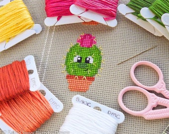 Ruby the Ball Cactus Cross Stitch Pattern PDF | Prickly but Cute Stitch-a-Long