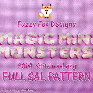 Magic Mini Monsters Full Stitch-a-Long Pattern 2019 SAL Cute Monster Cross Stitch Pattern PDF image 1