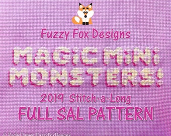Patrón completo de puntada larga de Mini Monstruos Mágicos / 2019 SAL / Patrón de punto de cruz de Monstruo lindo PDF