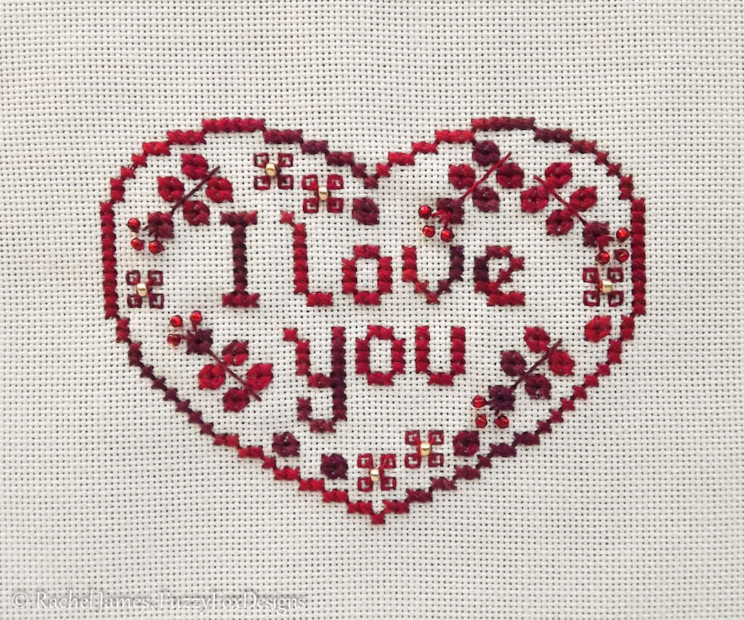 I ♥you バッヂ I Like You & I Love You Gingham Needlepoint Sign Canvas – Nash
