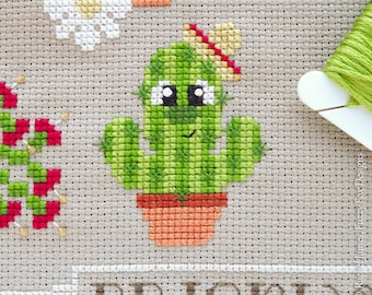 Miguel the Cactus Cross Stitch Pattern PDF | Prickly but Cute Stitch-a-Long