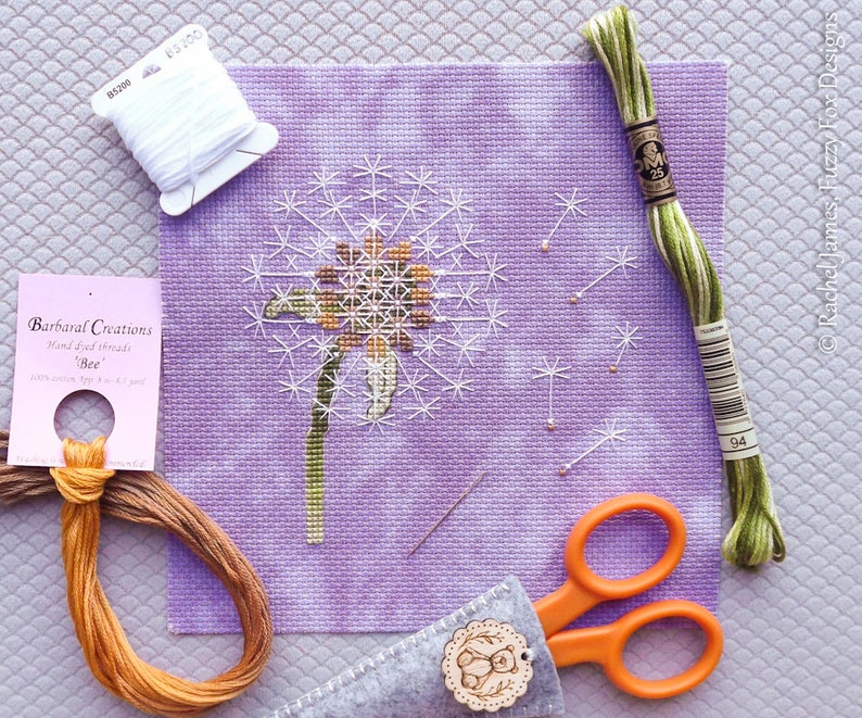 Dandelion Cross Stitch Pattern PDF Chart for Colour | Etsy