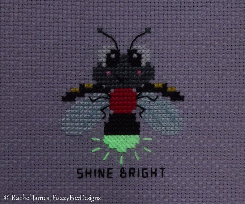 Bright Baby Firefly Cross Stitch Pattern PDF Seven Mini Motivators Series Fire Fly Cross Stitch image 5