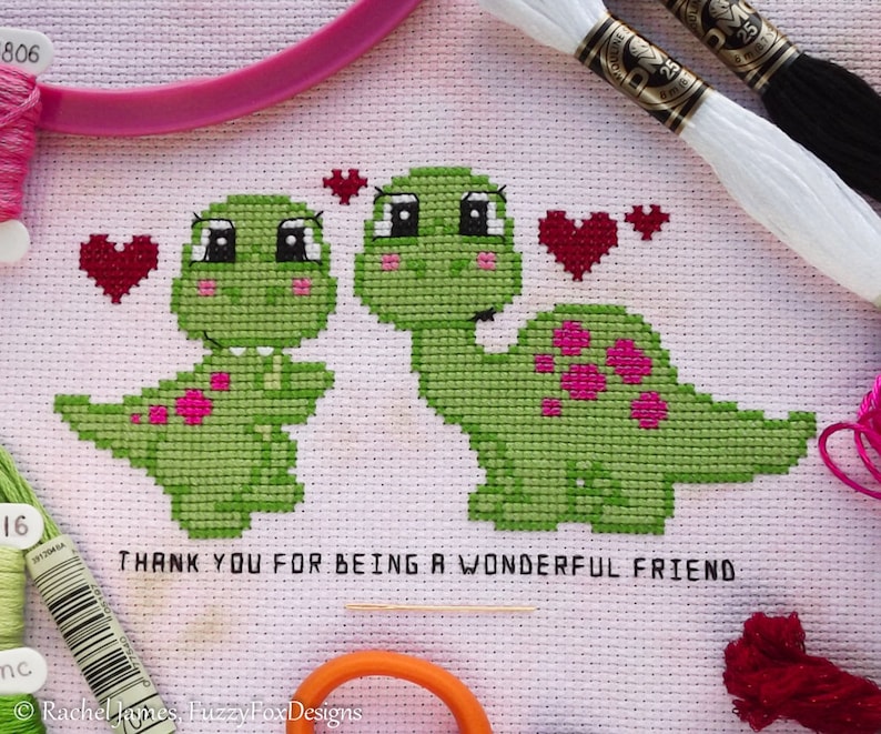 Dinosaur Cross Stitch Pattern PDF Cute Tyrannosaurus Rex and Etsy UK