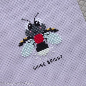 Bright Baby Firefly Cross Stitch Pattern PDF Seven Mini Motivators Series Fire Fly Cross Stitch image 1