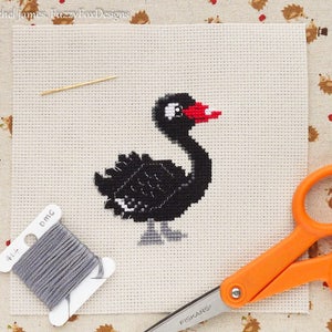 Black Swan Cross Stitch Pattern PDF Cute Bird Counted Cross Stitch Chart Instant Download image 3
