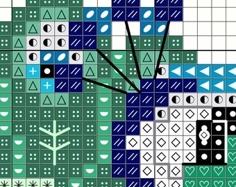 誇り高き小さな孔雀のクロスステッチ パターン PDF | かわいい鳥の