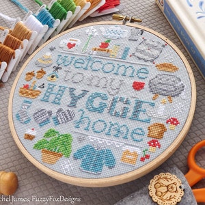 Hygge Cross Stitch Pattern PDF | Welcome Home Cross Stitch | Easy Beginners Modern Scandinavian Counted Cross Stitch Chart