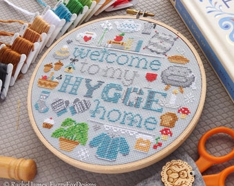 Hygge Kreuzstichmuster PDF | Willkommen Zuhause Kreuzstich | Einfach Anfänger Moderne Skandinavische Kreuzstichvorlage