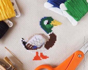 Marvellous Mallard Duck Cross Stitch Pattern PDF | Cute Bird Counted Cross Stitch Chart | Instant Download