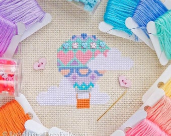 Pretty Pastels Hot Air Balloon Cross Stitch Pattern PDF