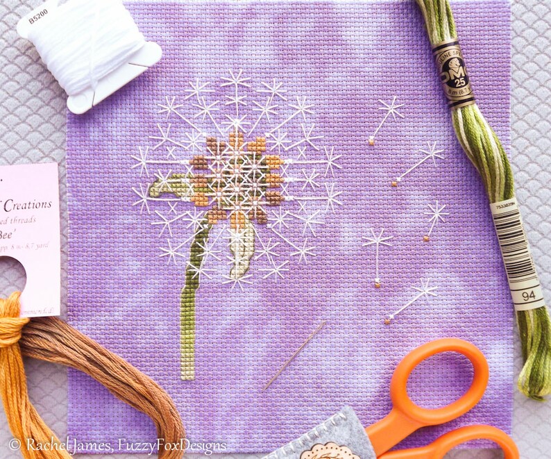 Dandelion Cross Stitch Pattern PDF Chart for Colour - Etsy