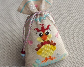 Easter Chicken Pouch Cross Stitch Pattern PDF