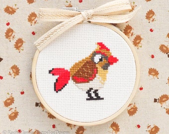 Female Cardinal Cross Stitch Pattern PDF | Cute Bird Counted Cross Stitch Chart | Instant Download