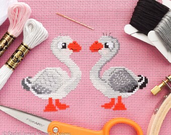 Gorgeous Geese Cross Stitch Pattern PDF | Cute Bird Counted Cross Stitch Chart | Instant Download