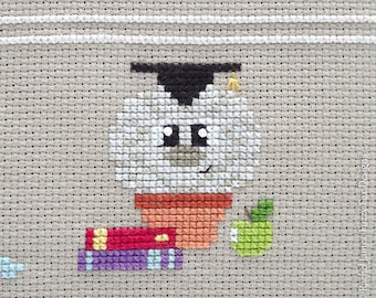 Einstein the Brain Cactus Cross Stitch Pattern PDF | Prickly but Cute Stitch-a-Long