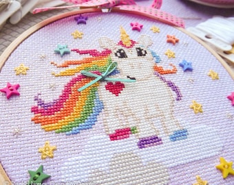 Unicorn Cross Stitch Pattern PDF | Sparkles the Baby Unicorn