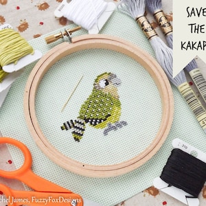 Kakapo Cross Stitch Pattern PDF Cute Bird Counted Cross Stitch Chart Instant Download image 1