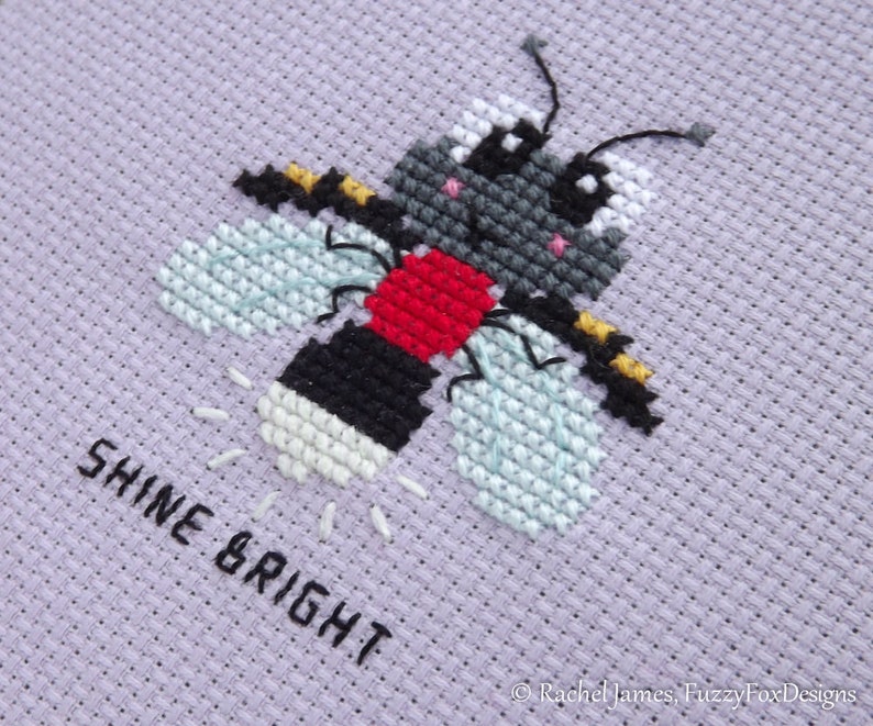 Bright Baby Firefly Cross Stitch Pattern PDF Seven Mini Motivators Series Fire Fly Cross Stitch image 3