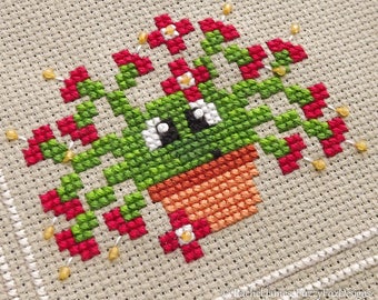 Gabriel el cactus navideño Patrón de punto de cruz PDF / Espinoso pero lindo Stitch-a-Long