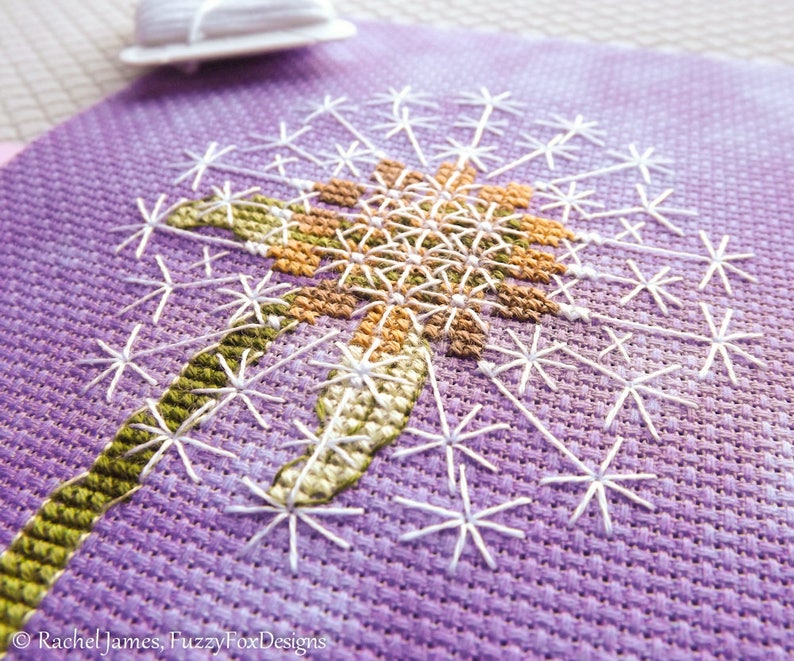 Dandelion Cross Stitch Pattern PDF Chart for Colour | Etsy