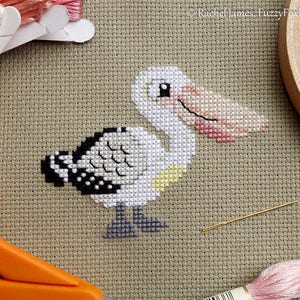 Australian Pelican Cross Stitch Pattern PDF | Cute Bird Counted Cross Stitch Chart | Instant Download