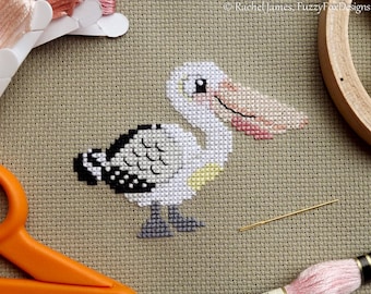 Australian Pelican Cross Stitch Pattern PDF | Cute Bird Counted Cross Stitch Chart | Instant Download