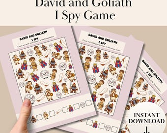 Davide e Golia: Trova l'oggetto (stampabile) per bambini / Gioco biblico / Attività cristiana per bambini / Materiale stampabile per la scuola domenicale