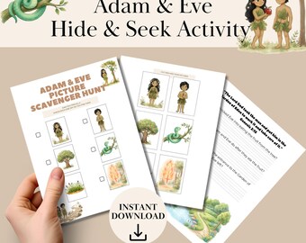 Caccia al tesoro biblica su Adamo ed Eva per bambini / Attività cristiana stampabile / Gioco per la scuola domenicale / Lezione biblica per l'istruzione domiciliare in formato PDF