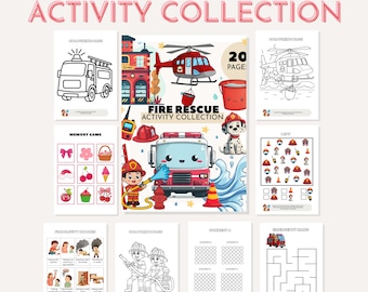 Libro de actividades de rescate de bomberos para niños, juegos de bomberos, páginas de aprendizaje (descarga digital)