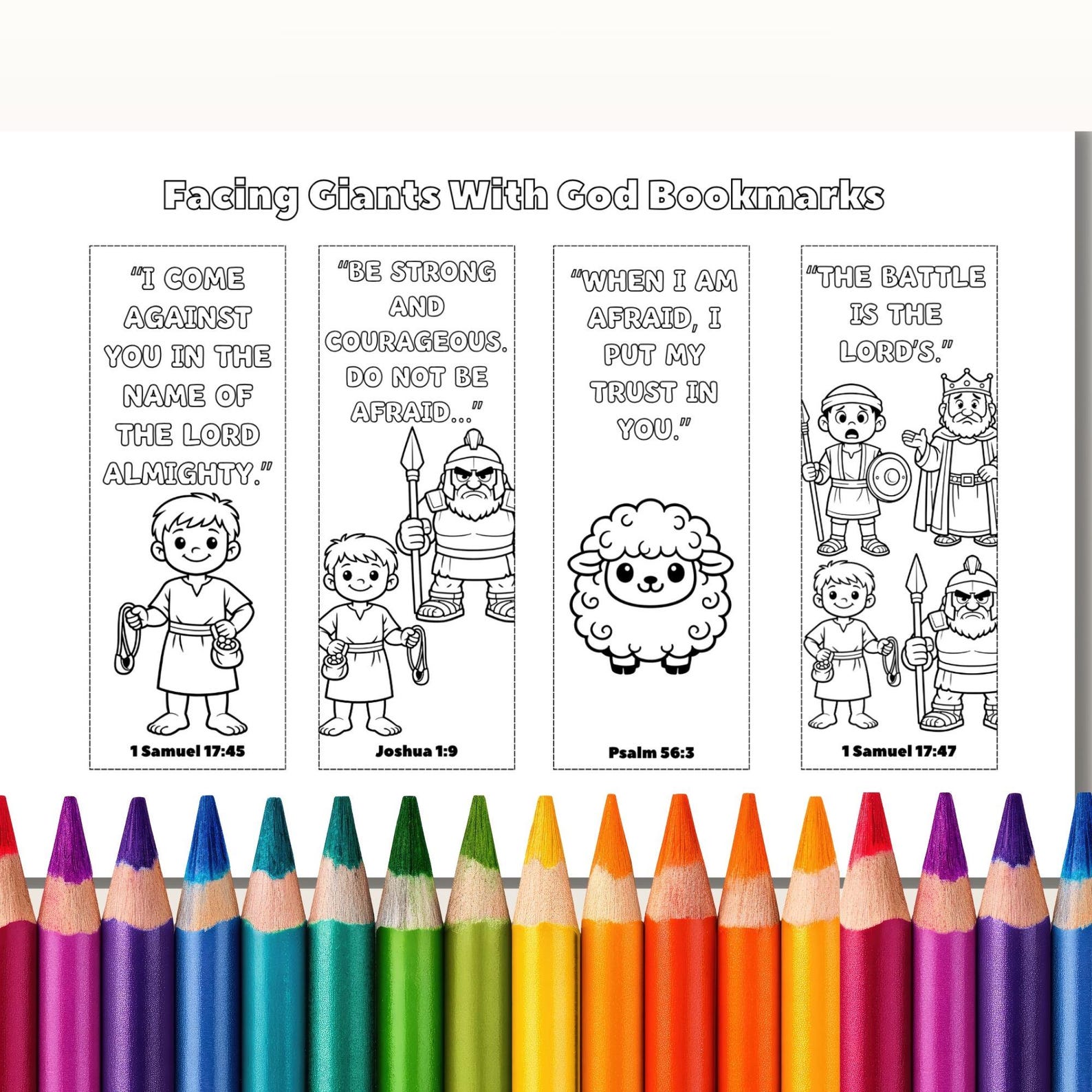 David and Goliath Bookmarks Printable, Bible Verse Bookmarks for Kids ...