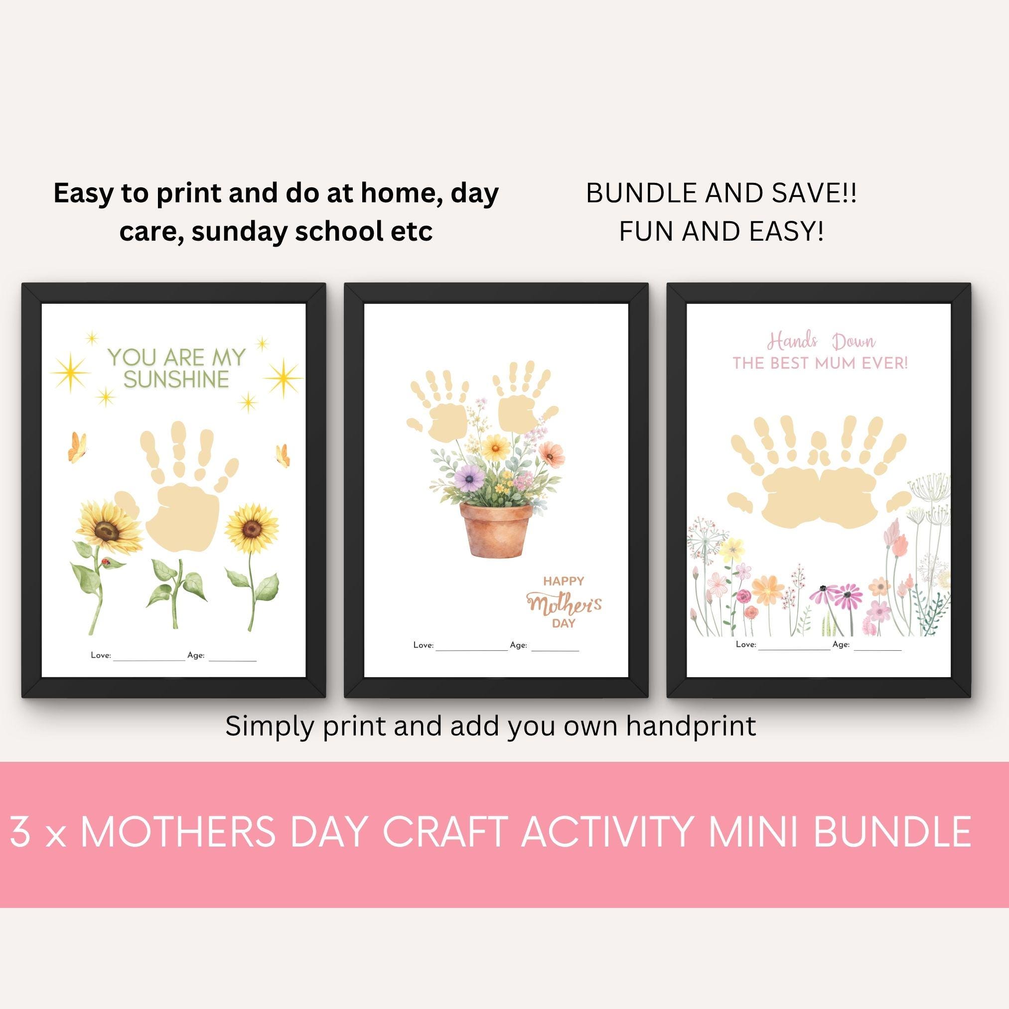 Mothers Day Handprint Craft for Kids, Printable Keepsake Gift Card DIY ...